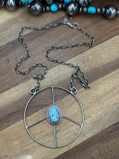Golden Hills #102-7 Turquoise Peace Sign Necklace