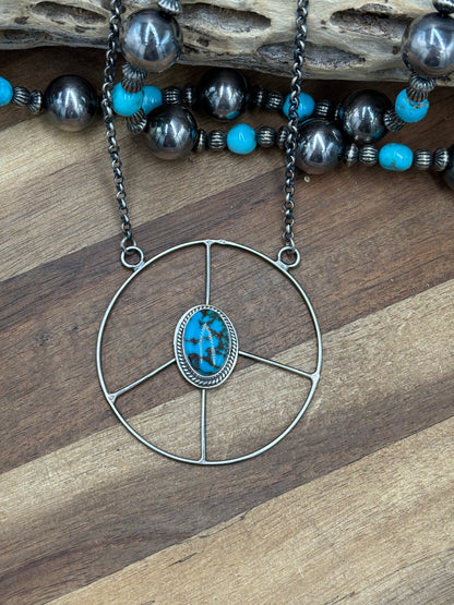 Egyptian Prince #102-6 Turquoise Peace Sign Necklace