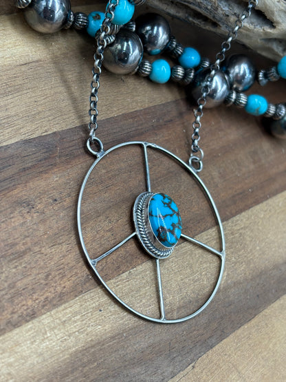 Egyptian Prince #102-6 Turquoise Peace Sign Necklace