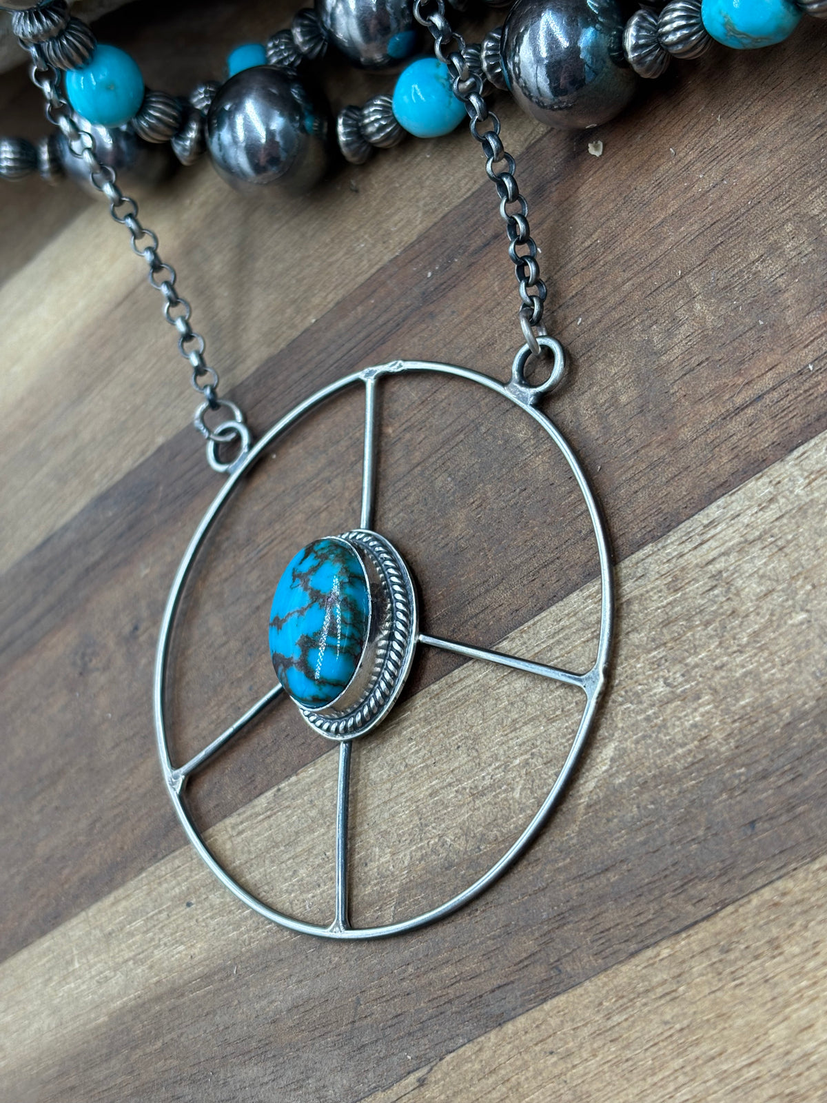Egyptian Prince #102-6 Turquoise Peace Sign Necklace
