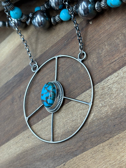 Egyptian Prince #102-6 Turquoise Peace Sign Necklace
