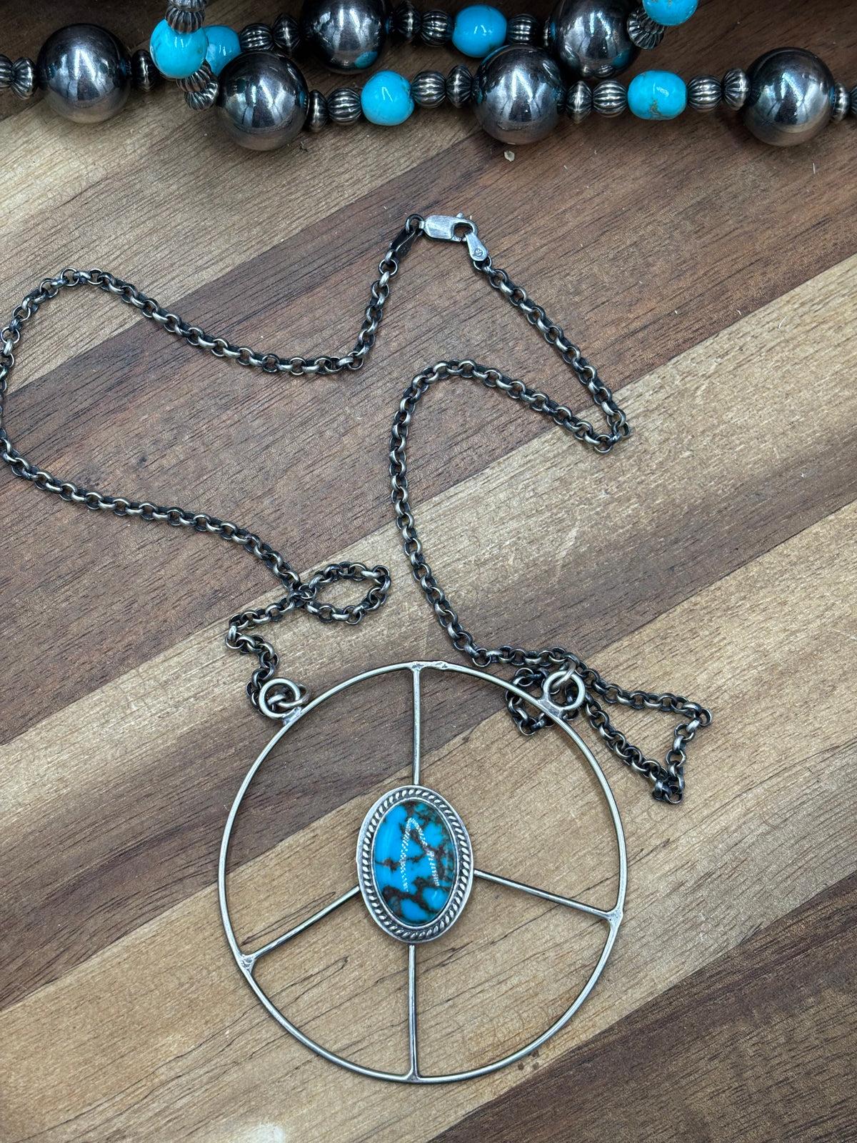 Egyptian Prince #102-6 Turquoise Peace Sign Necklace