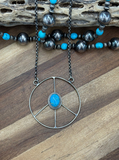 Turquoise #102-8 Peace Sign Necklace