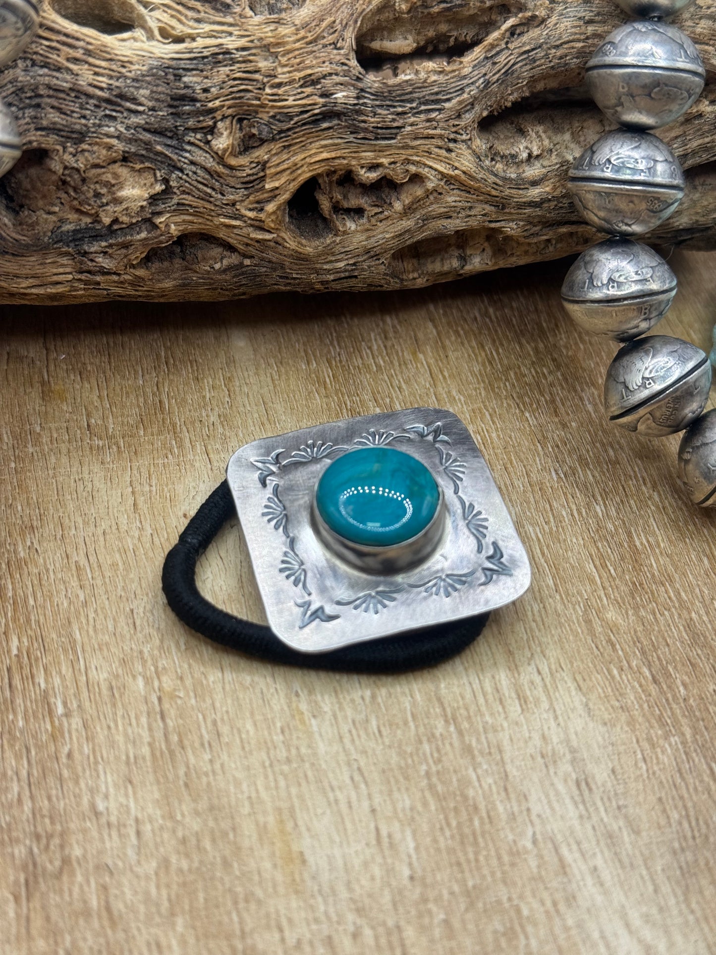 Royston Turquoise #830-3 Hair Tie by Tillie John, Navajo