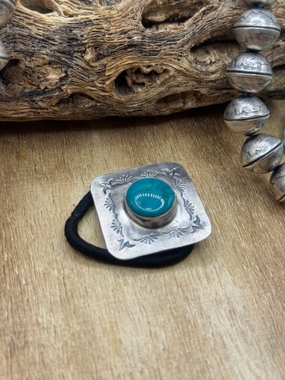 Royston Turquoise #830-3 Hair Tie by Tillie John, Navajo