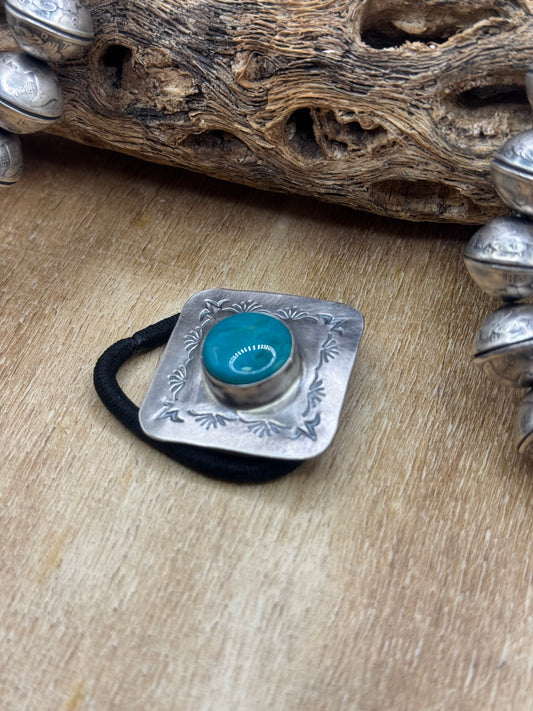 Royston Turquoise #830-3 Hair Tie by Tillie John, Navajo