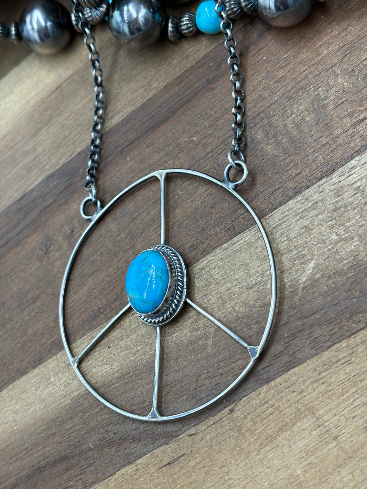 Turquoise #102-8 Peace Sign Necklace