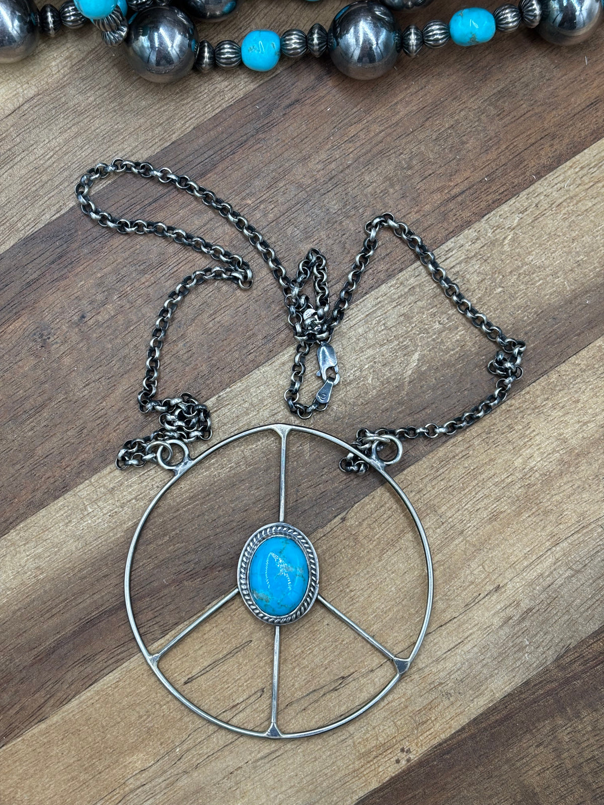 Turquoise #102-8 Peace Sign Necklace