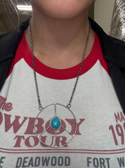 Turquoise #102-8 Peace Sign Necklace