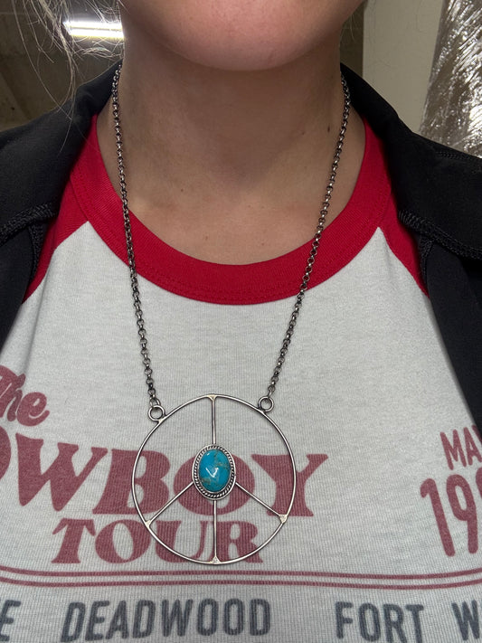 Turquoise #102-8 Peace Sign Necklace