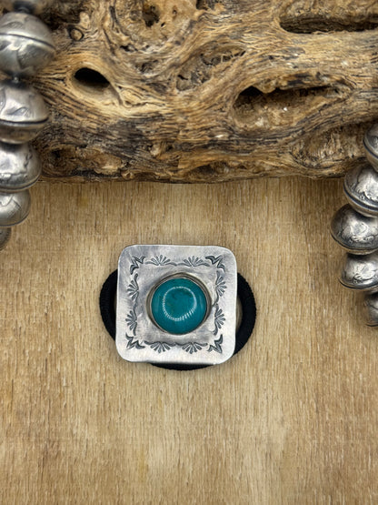 Royston Turquoise #830-3 Hair Tie by Tillie John, Navajo