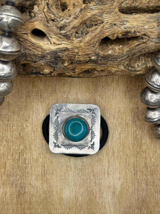 Royston Turquoise #830-3 Hair Tie by Tillie John, Navajo