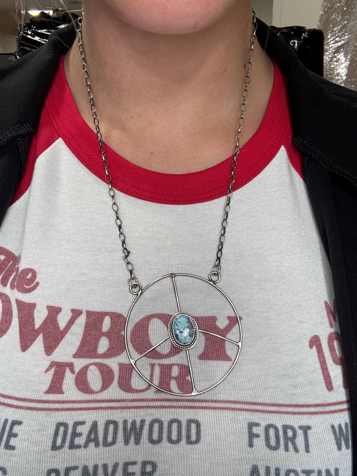 Golden Hills #102-7 Turquoise Peace Sign Necklace