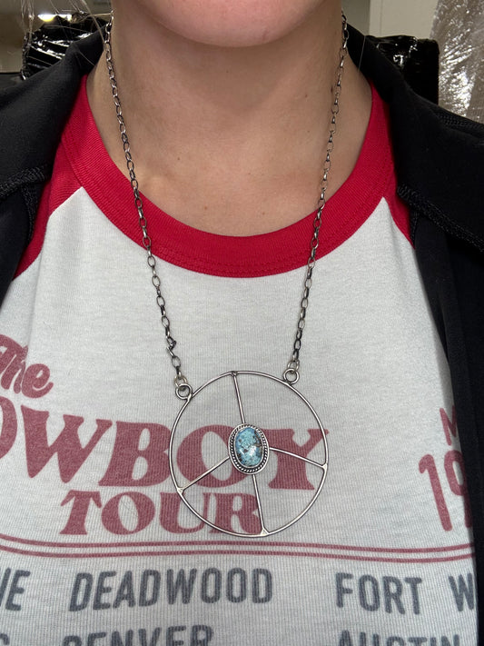 Golden Hills #102-7 Turquoise Peace Sign Necklace