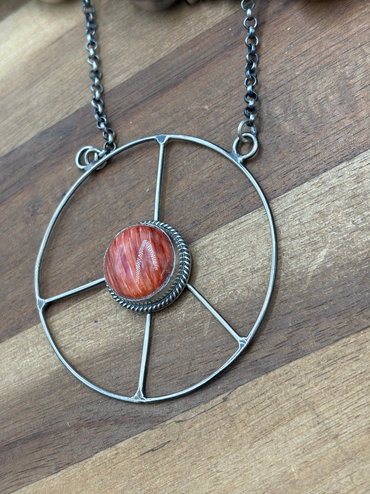 Red Spiny #102-9 Peace Sign Necklace