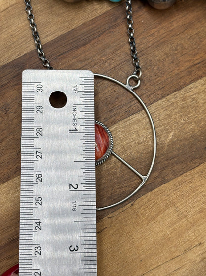 Red Spiny #102-9 Peace Sign Necklace