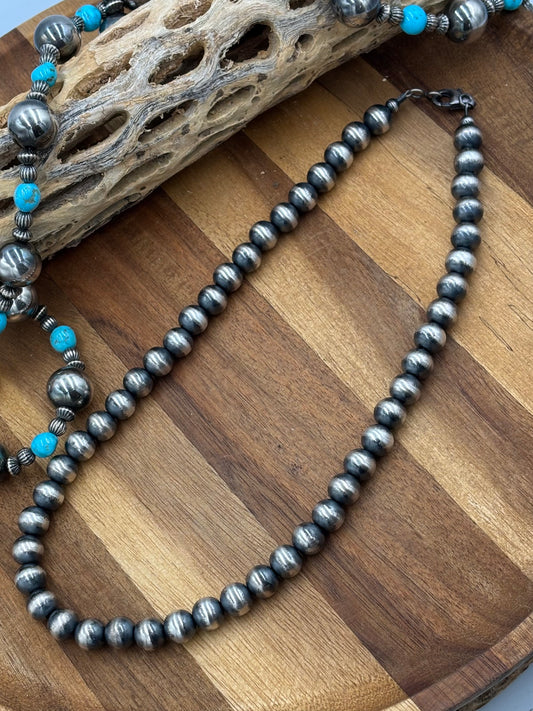 10 mm 20" Sterling Silver Pearl Necklace