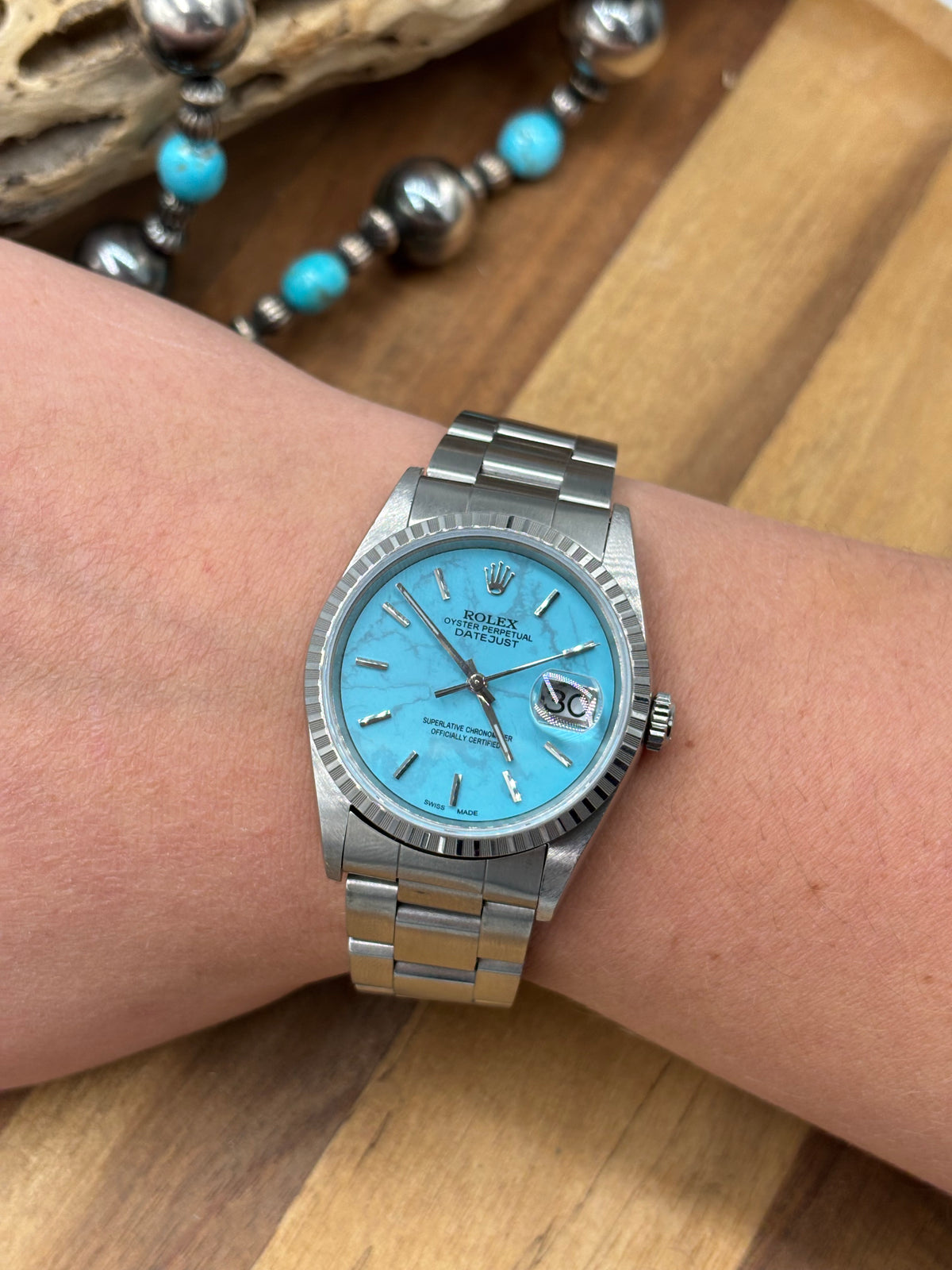 Refurbished/Pre-Owned Custom Turquoise Rolex Watch