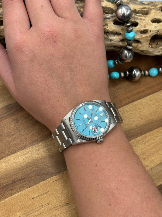 Refurbished/Pre-Owned Custom Turquoise Rolex Watch