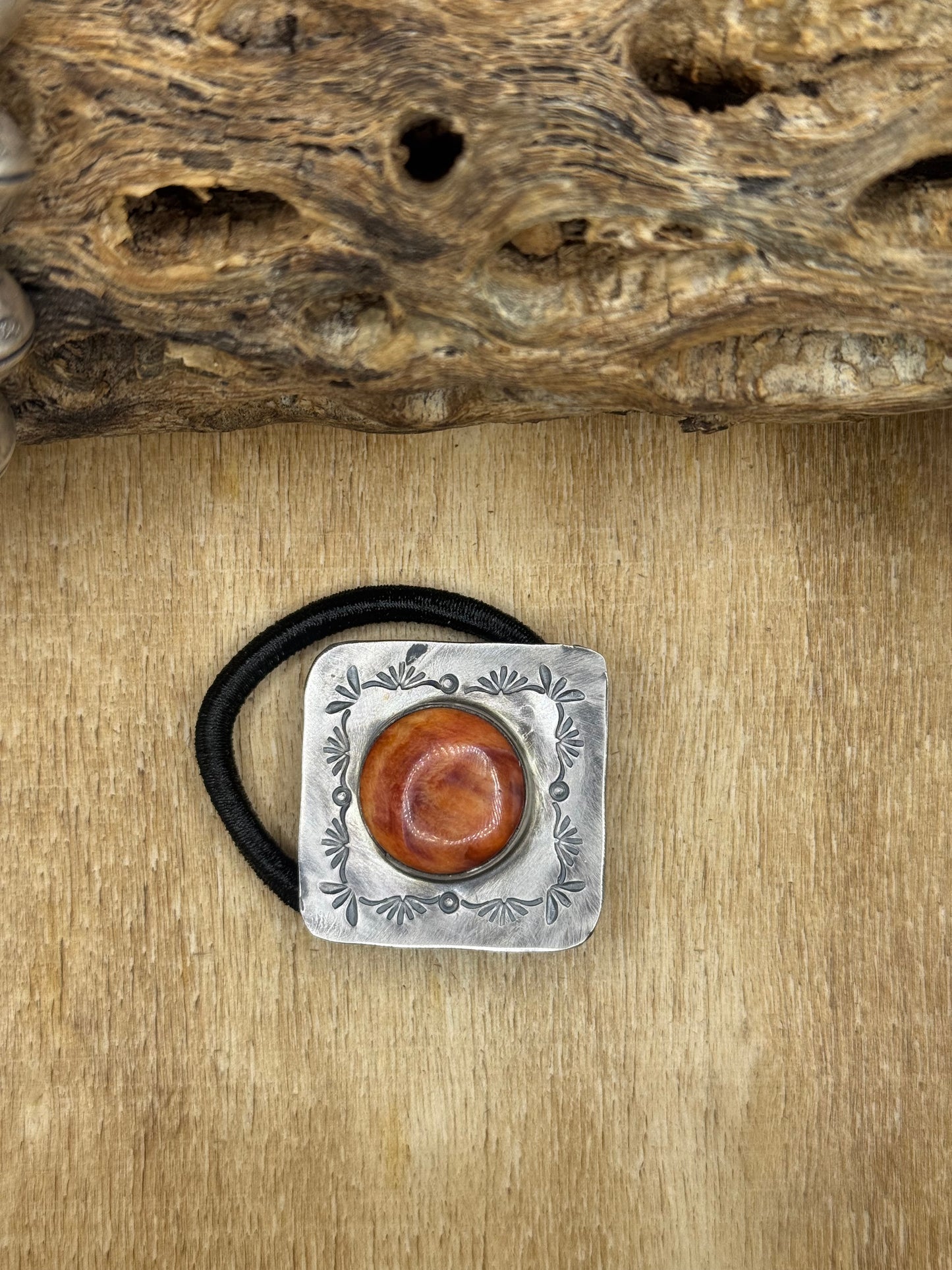 Orange Spiny #830-1B Hair Tie by Tillie John, Navajo