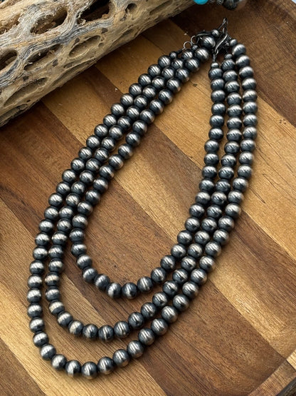 8mm 14" Sterling Silver Pearl Necklace
