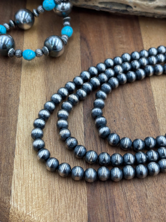 8mm 14" Sterling Silver Pearl Necklace