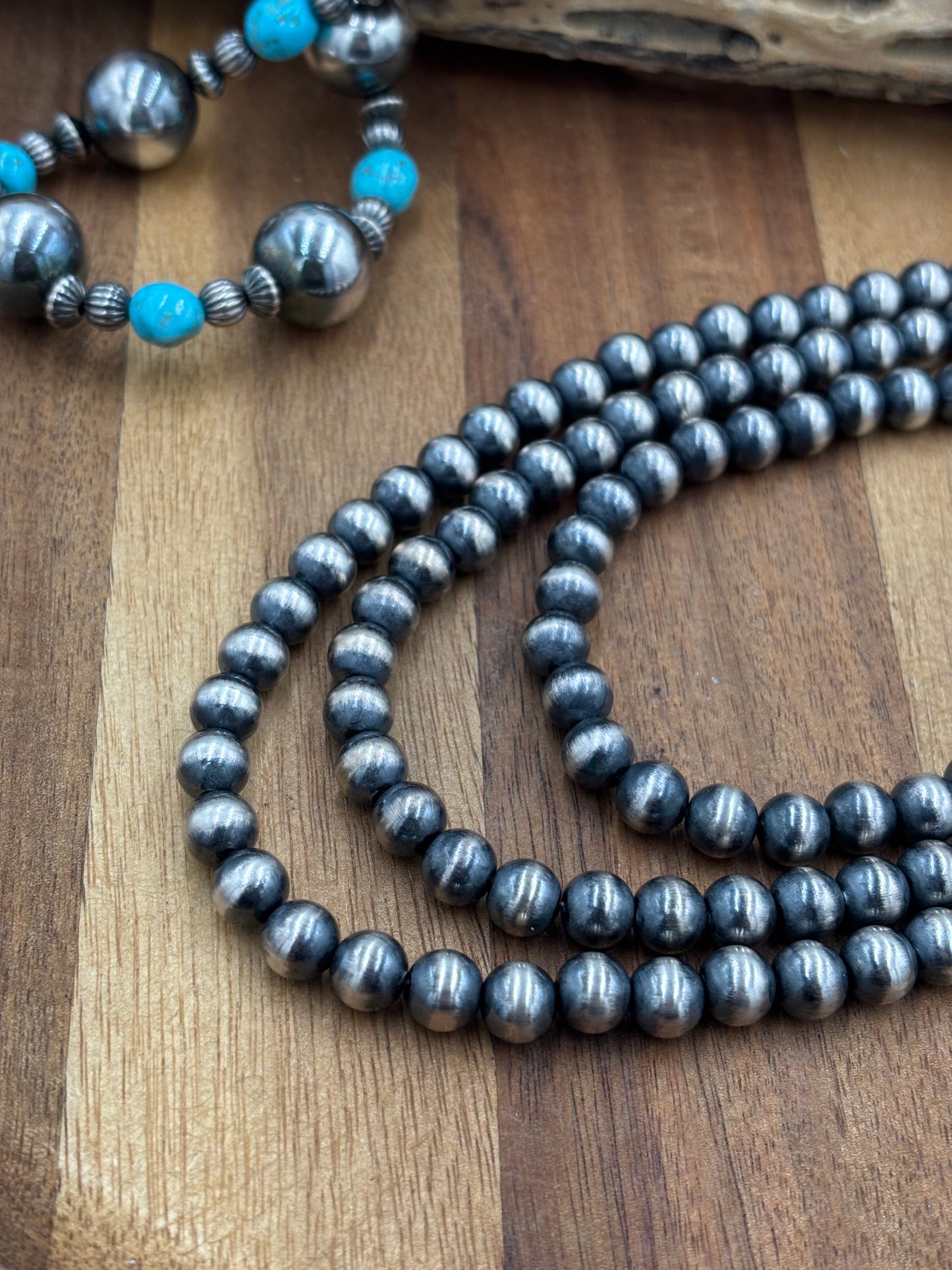 8mm 16" Sterling Silver Pearl Necklace