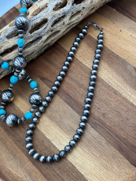 8mm 18" Sterling Silver Pearl Necklace