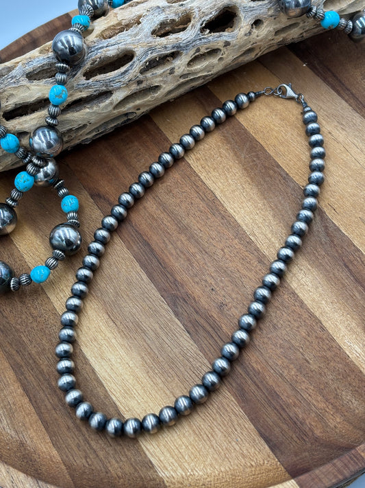 8mm 16" Sterling Silver Pearl Necklace