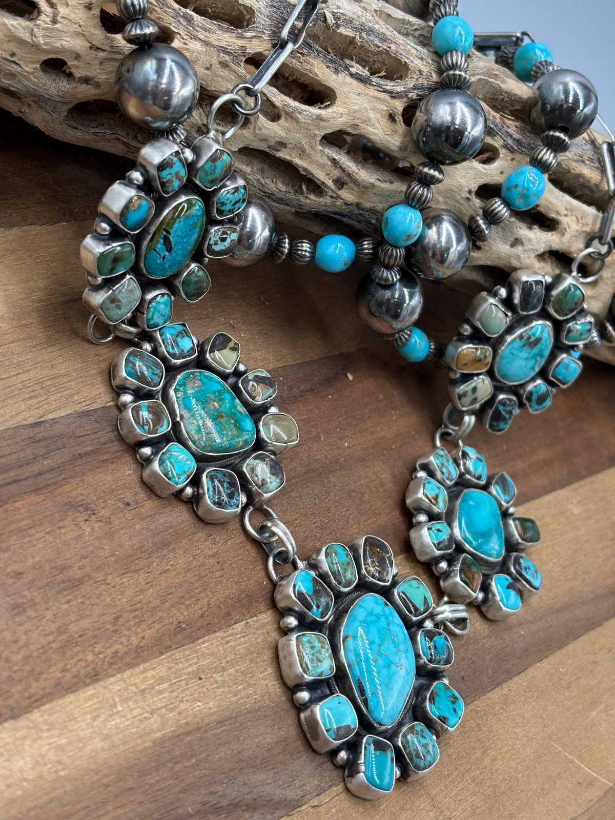 Turquoise #102-15 Cluster Necklace by Ella Peter, Navajo