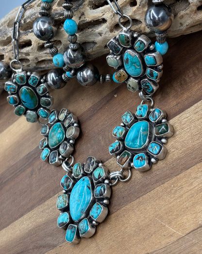 Turquoise #102-15 Cluster Necklace by Ella Peter, Navajo