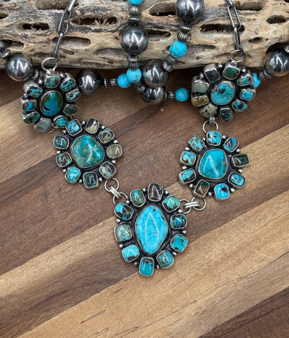 Turquoise #102-15 Cluster Necklace by Ella Peter, Navajo