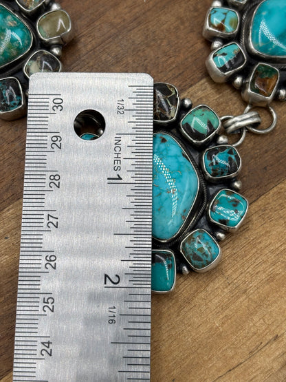 Turquoise #102-15 Cluster Necklace by Ella Peter, Navajo