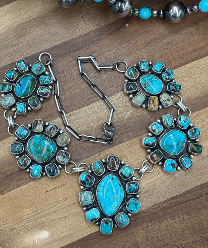 Turquoise #102-15 Cluster Necklace by Ella Peter, Navajo