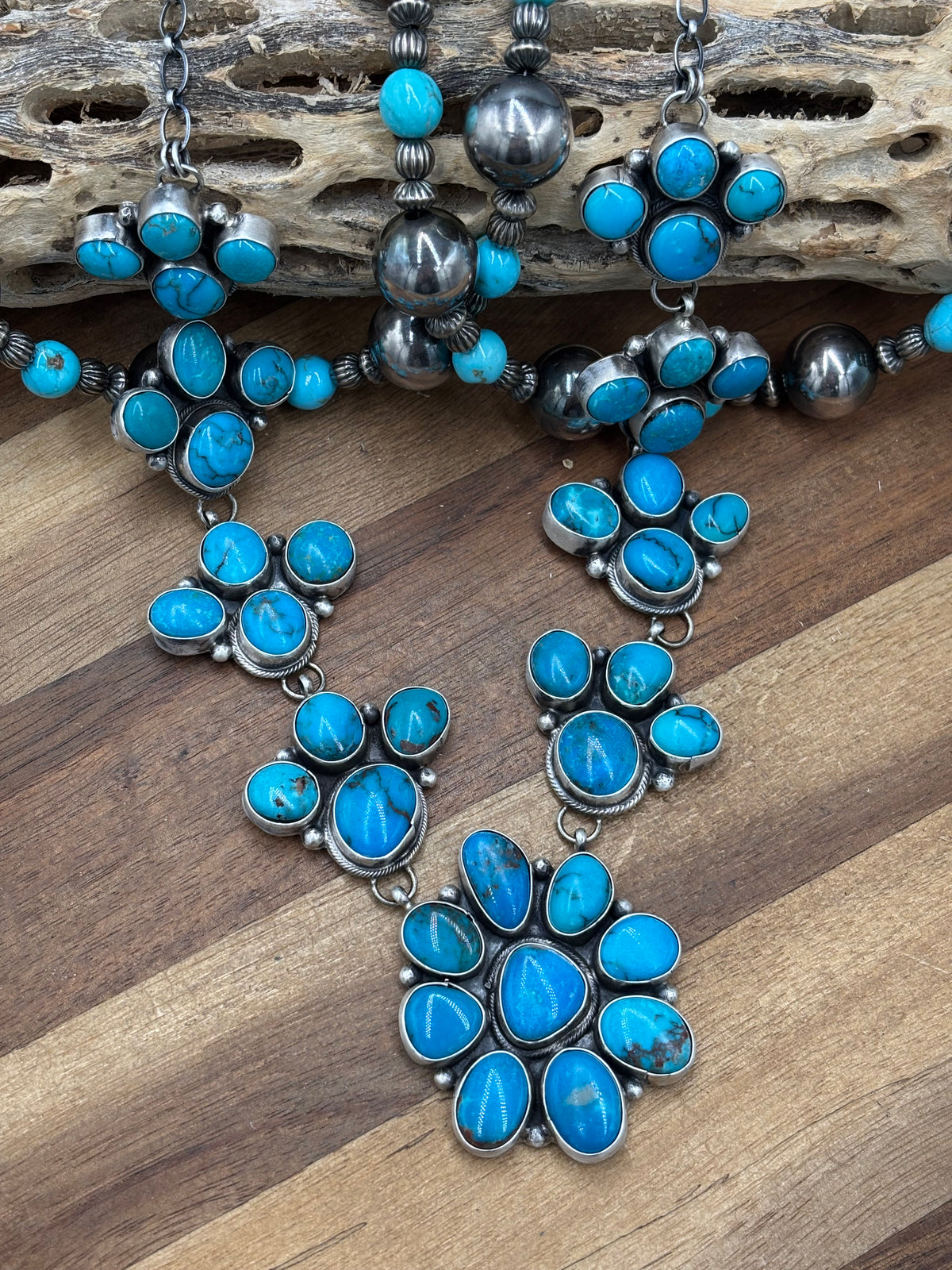 Turquoise #102-14 Cluster Necklace by Ella Peter, Navajo