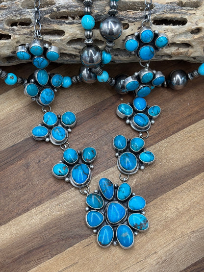Turquoise #102-14 Cluster Necklace by Ella Peter, Navajo