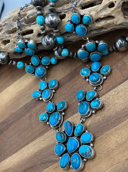 Turquoise #102-14 Cluster Necklace by Ella Peter, Navajo
