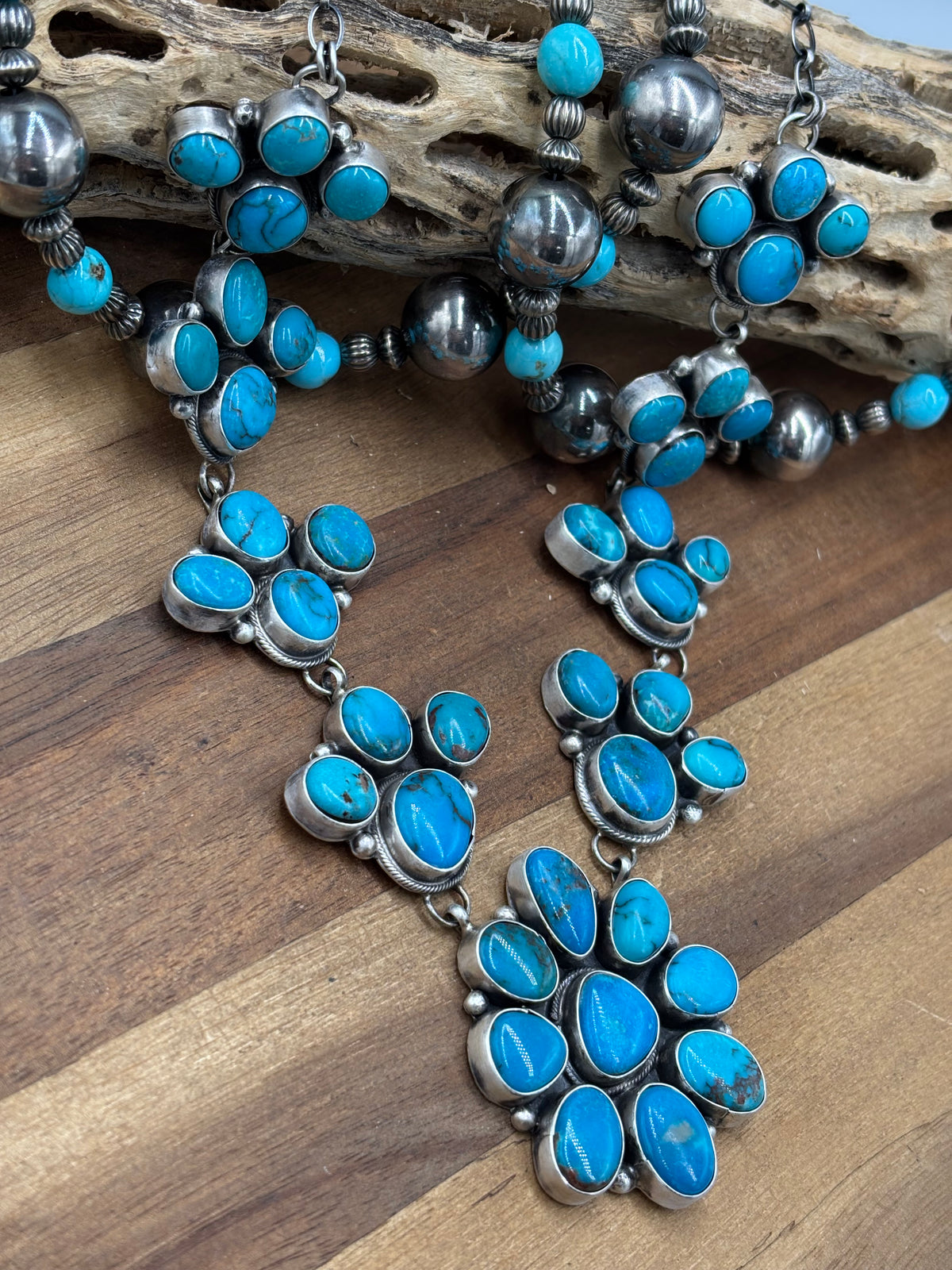 Turquoise #102-14 Cluster Necklace by Ella Peter, Navajo