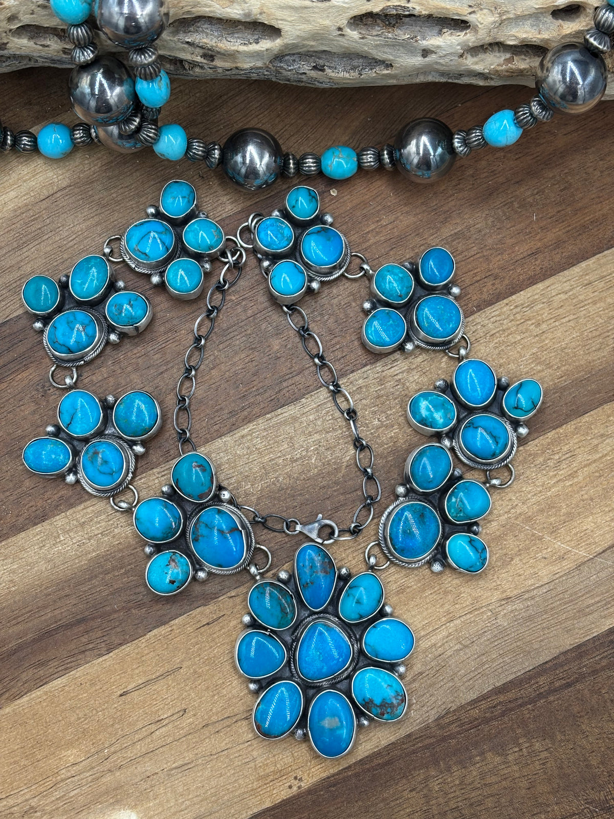 Turquoise #102-14 Cluster Necklace by Ella Peter, Navajo