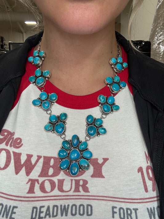 Turquoise #102-14 Cluster Necklace by Ella Peter, Navajo