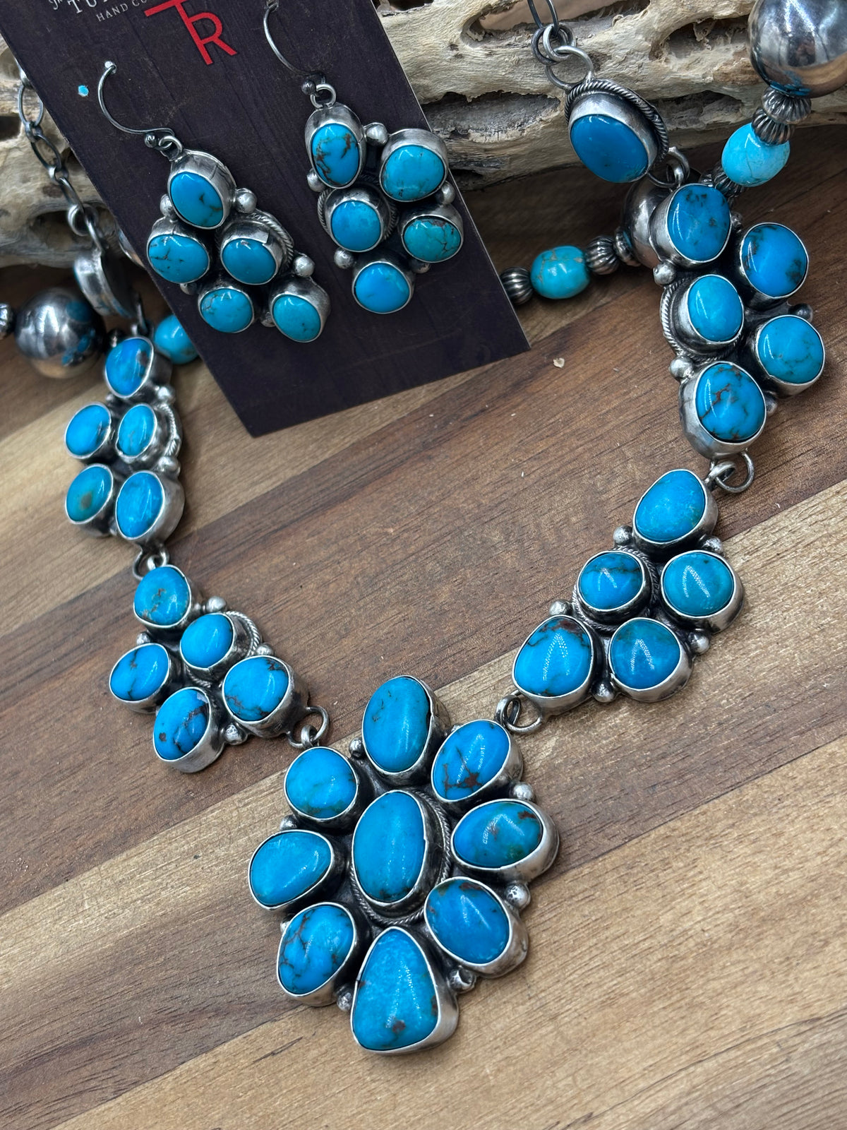 Turquoise #102-13 Cluster Necklace Set by Ella Peter, Navajo