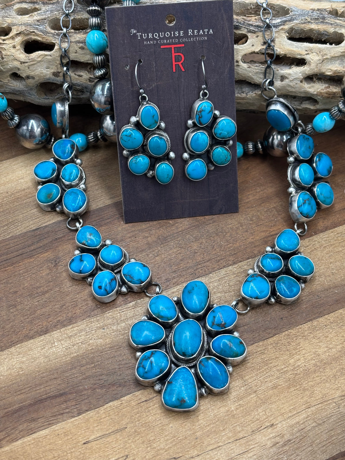 Turquoise #102-13 Cluster Necklace Set by Ella Peter, Navajo