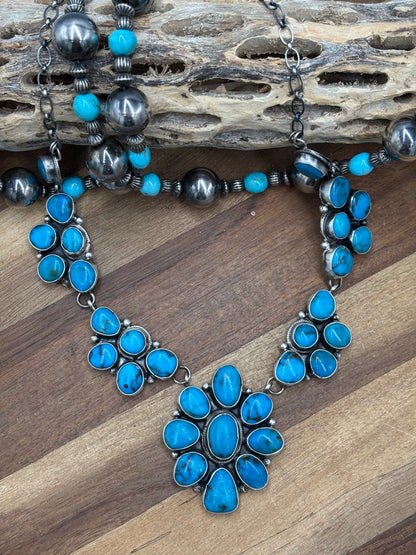 Turquoise #102-13 Cluster Necklace Set by Ella Peter, Navajo