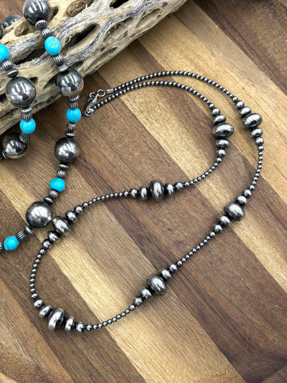 3-14mm 24" Rondelle Sterling Silver Pearl Necklace