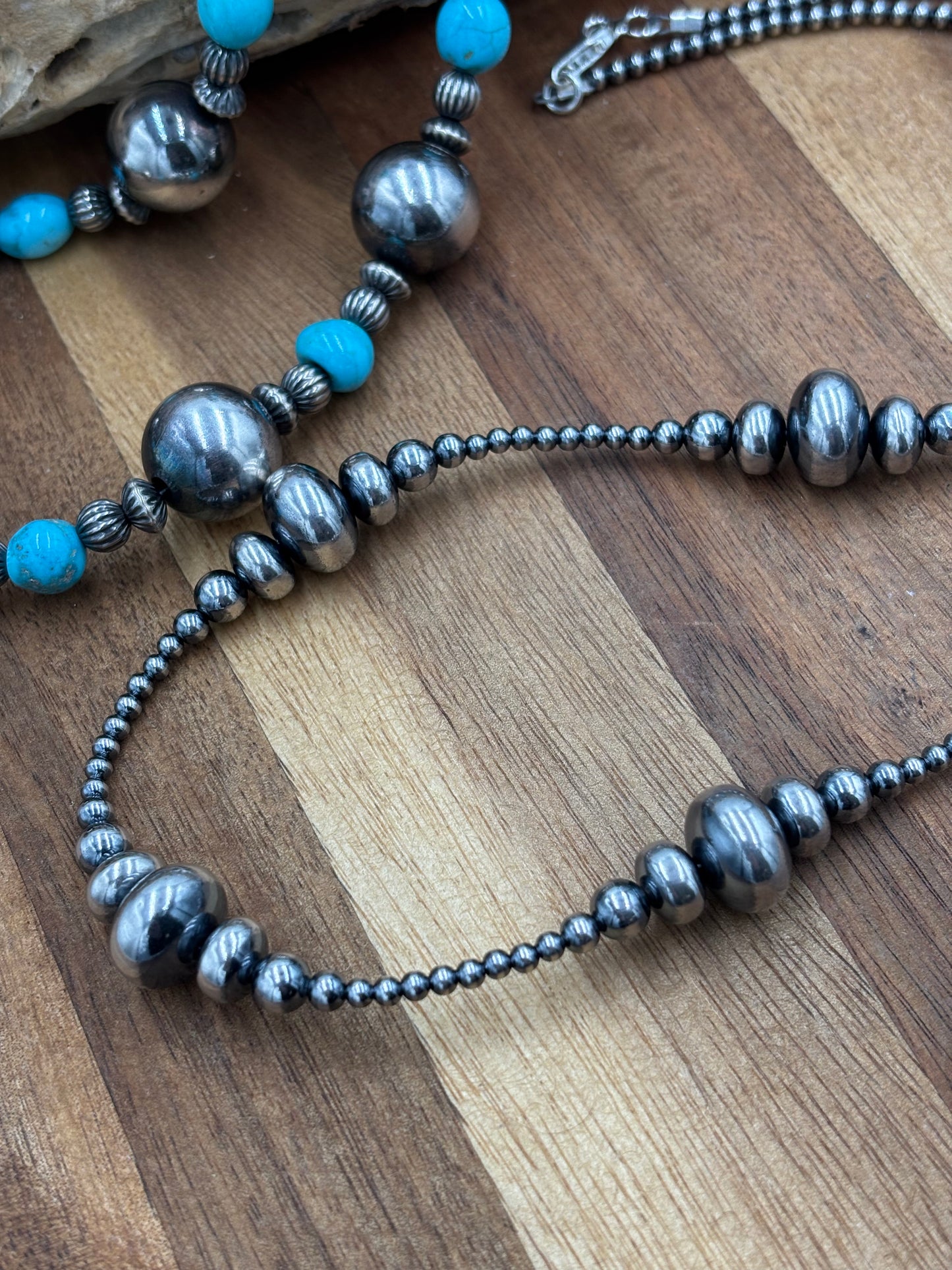 3-14mm 24" Rondelle Sterling Silver Pearl Necklace