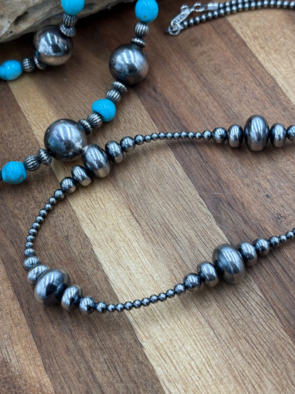 3-14mm 24" Rondelle Sterling Silver Pearl Necklace