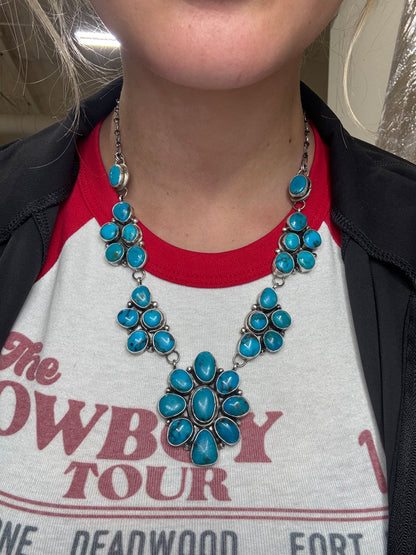 Turquoise #102-13 Cluster Necklace Set by Ella Peter, Navajo