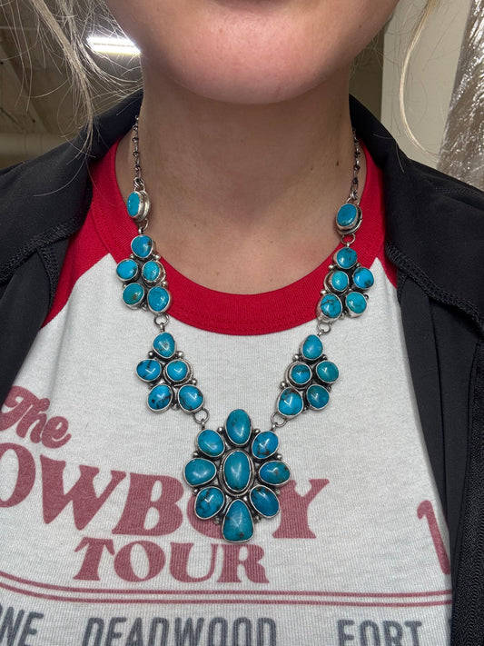 Turquoise #102-13 Cluster Necklace Set by Ella Peter, Navajo