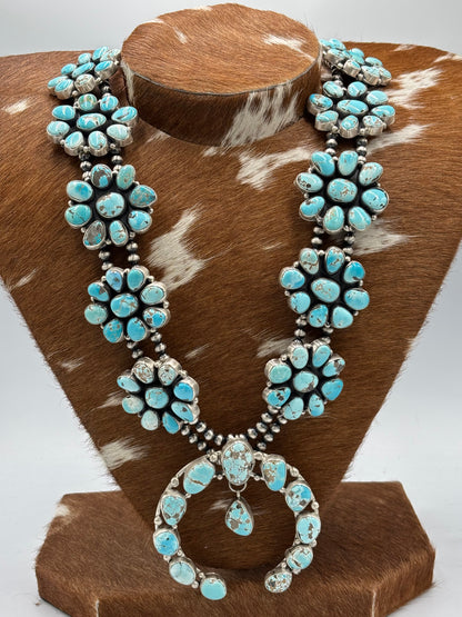 Carico Lake #102-12 Turquoise Squash Blossom Set by Ella Peter, Navajo