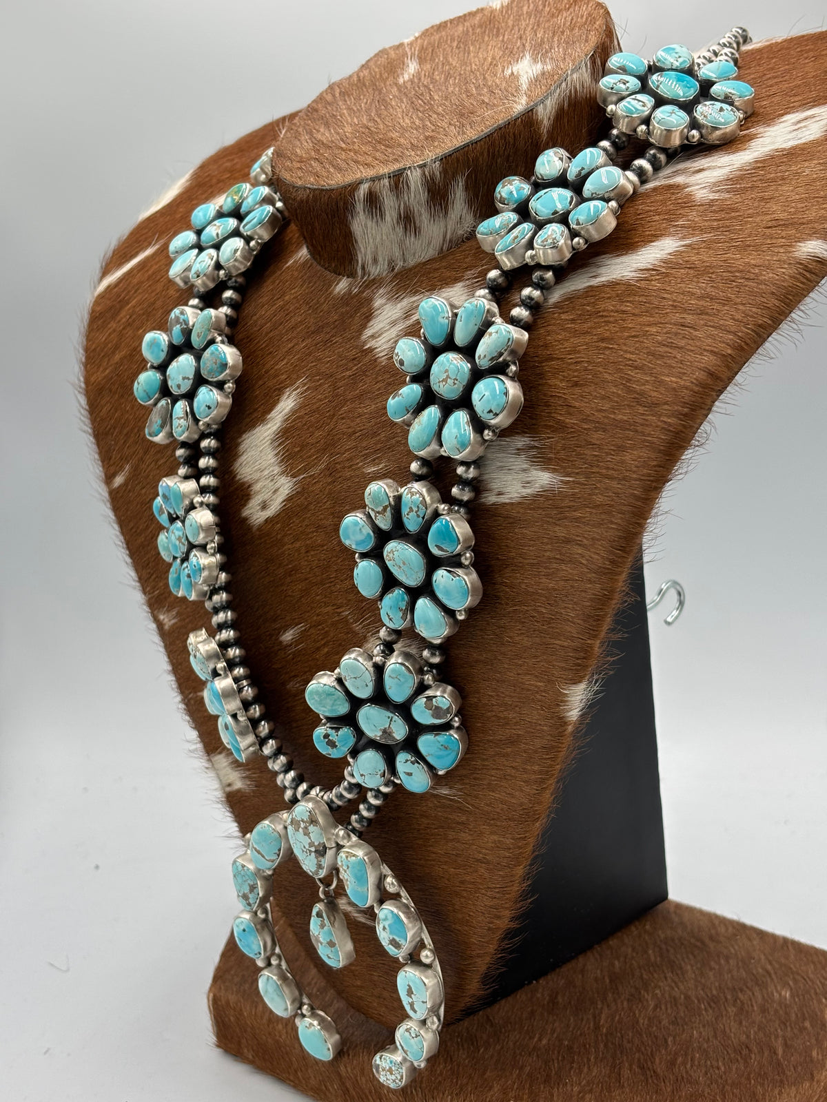 Carico Lake #102-12 Turquoise Squash Blossom Set by Ella Peter, Navajo